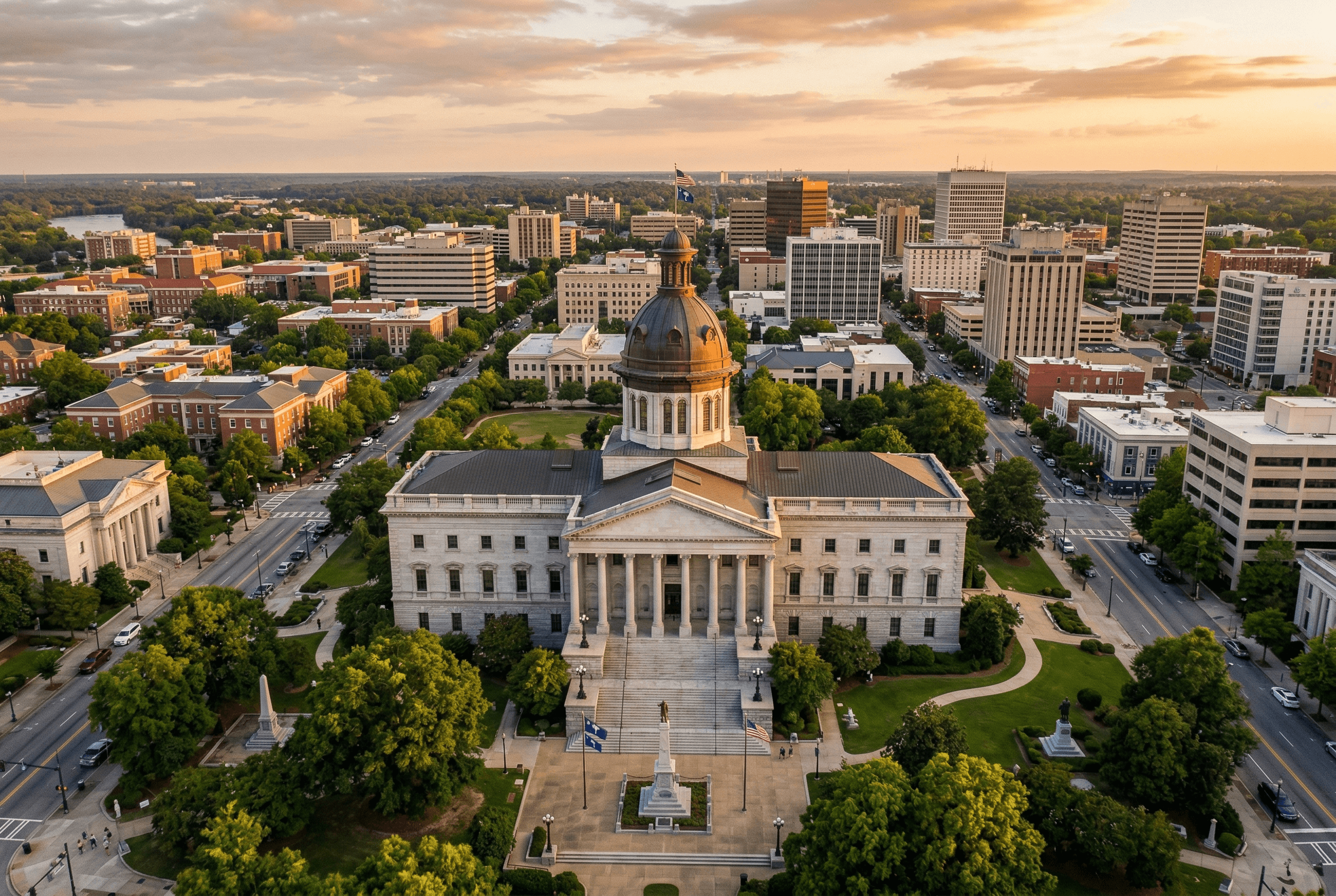 South Carolina State House in Columbia at golden hour