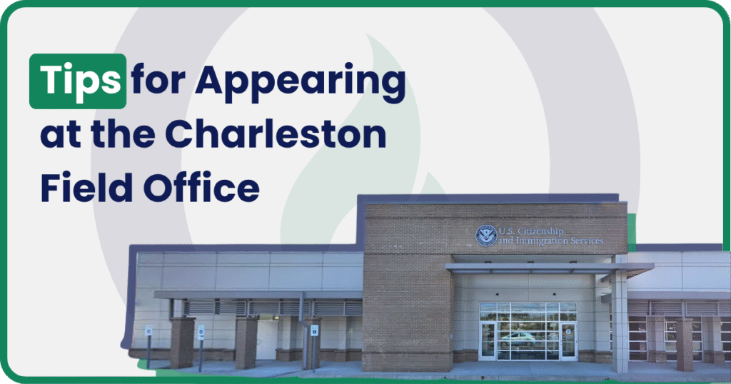 Charleston USCIS field office with blog title about appearance tips